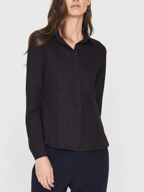 Club Monaco knit slim button-down Black Collared Top